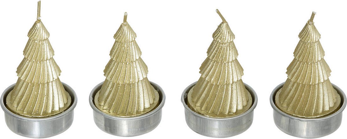 Kaarsen in de vorm van een kerstboom, tealight, 4 stuks
