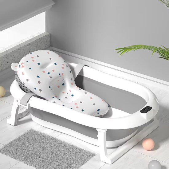 GoudenGracht Baby Bad - Handdouche Opening - Babybad - Babybad met standaard - Opvouwbaar - Digitale Thermometer - Grijs van GoudenGracht — afbeelding 2