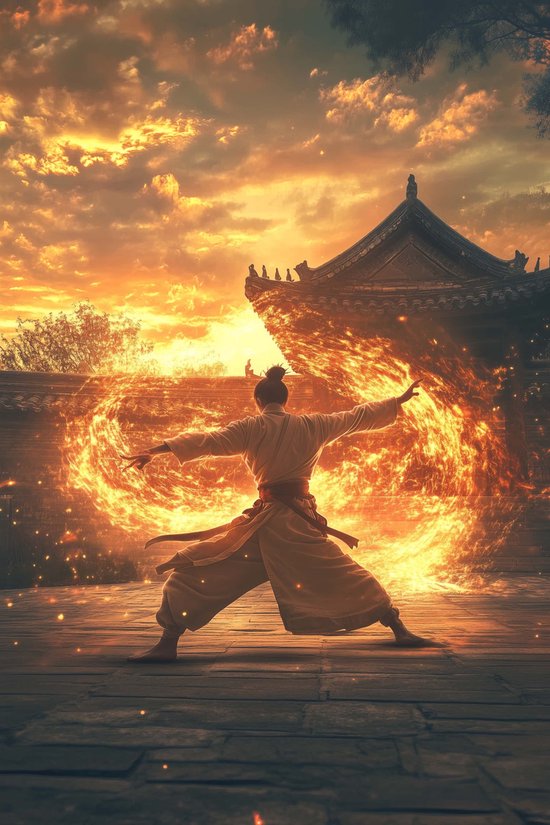 Affiche d’arts martiaux | Affiche de Sport | Affiche Action | Affiche orientale | Affiche cool | Guerrier Poster | 51x71cm | Décoration murale | Affiche murale | Convient pour l'encadrement