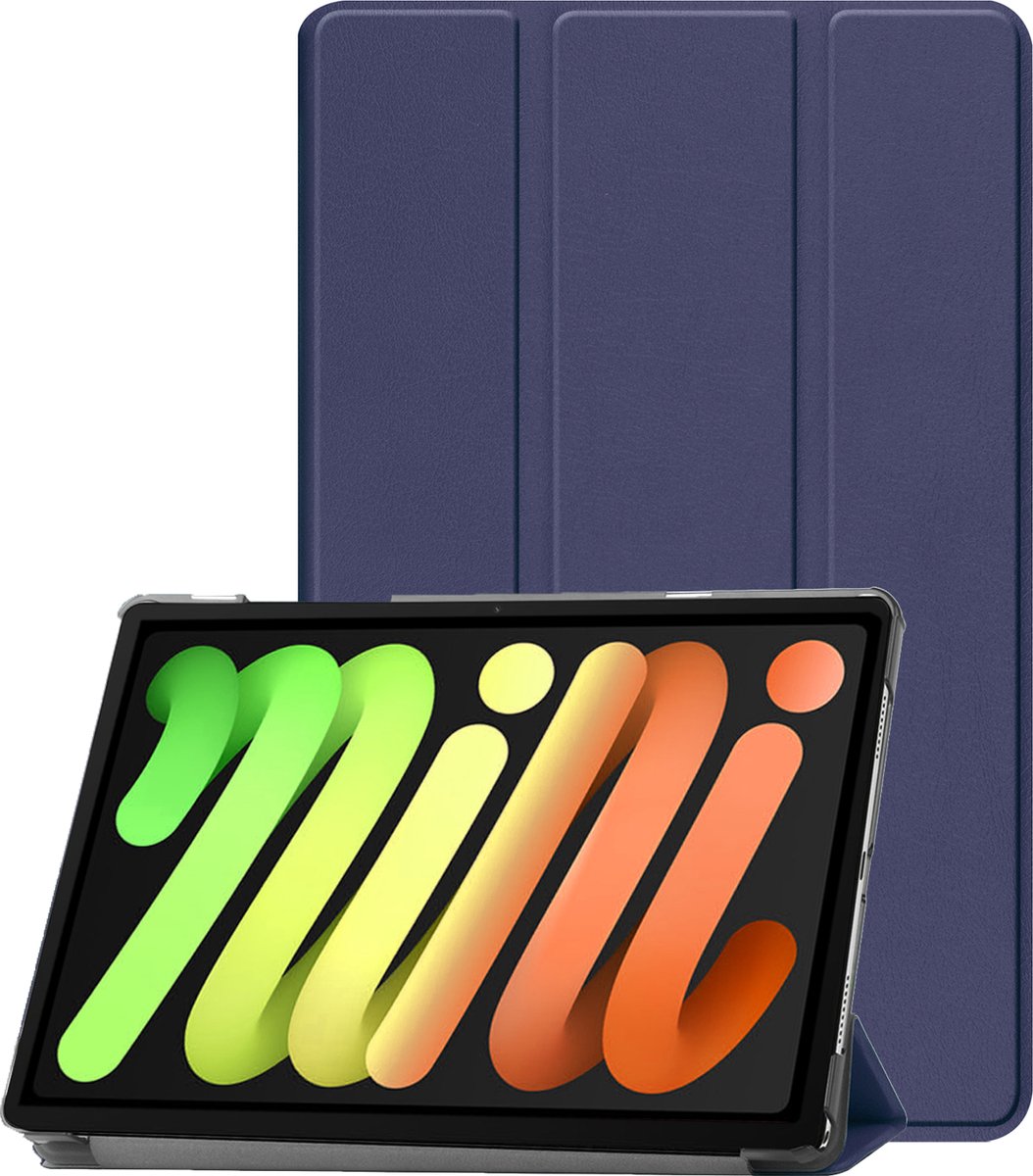 Hoesje - Geschikt voor Apple iPad Mini 7 (2024) - 8.3 inch - 7e Generatie - Dun & Stevig - Trifold Bookcase - Hard Cover - Hardcover Book Case - Tablet Hoes - Donkerblauw