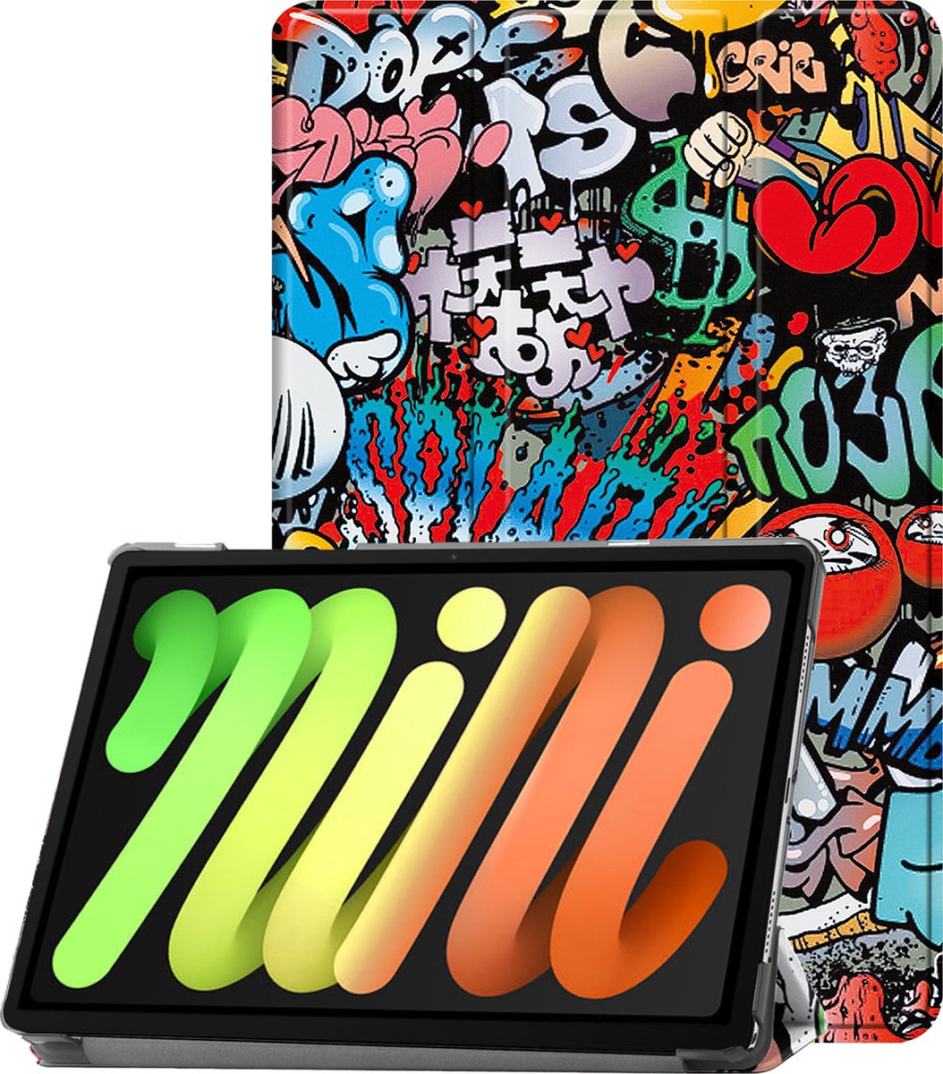Hoesje - Geschikt voor Apple iPad Mini 7 (2024) - 8.3 inch - 7e Generatie - Dun & Stevig - Trifold Bookcase - Hard Cover - Hardcover Book Case - Tablet Hoes - Graffity