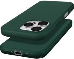 Avizar Hoesje Geschikt voor Apple iPhone 16 Pro Max Semi-stijve Soft-touch Anti-sporen, Donkergroen