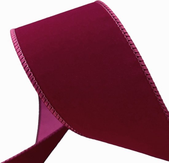Lint met IJzerdraad | Fluweel Lint | Luxe Fluweellint 100mm (10cm) | Bordeaux Rood Kerst Lint | Effen Kerstlint | Breed Lint | Stoffen Lint | Decoratielint | Cadeaulint | Lengte: 3 Meter