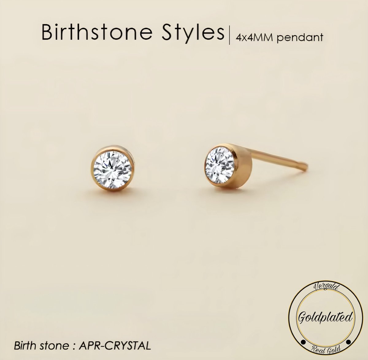 Borasi Birthstone Oorbellen April | Goldplated | Wit | Dames Sieraden |