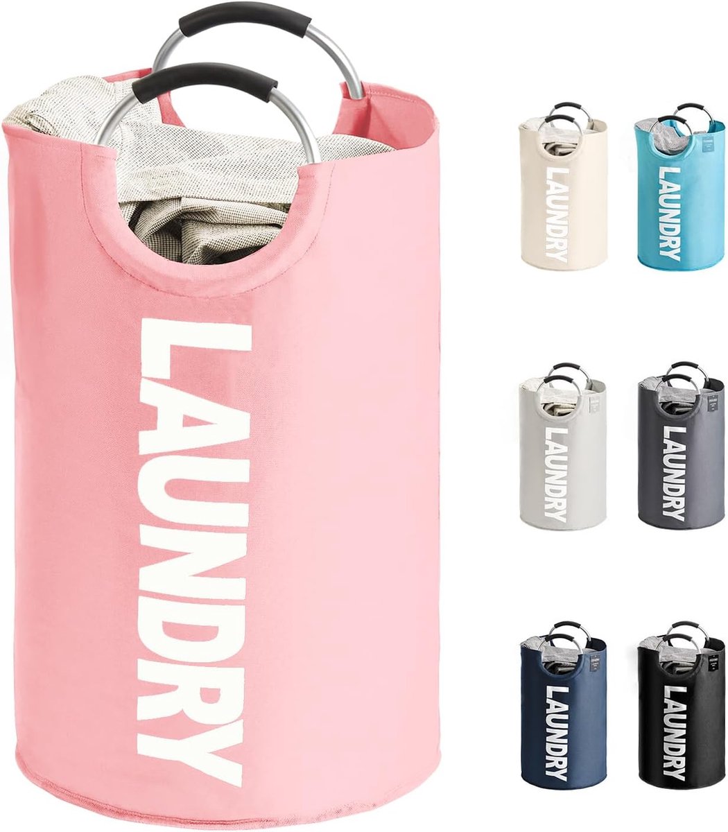 Goedkoopste JGS ® Luxe Opvouwbare Wasmand met Grote Capaciteit en Comfortabele Handgreep in Roze