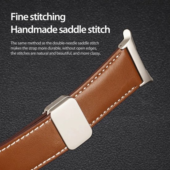 Dux Ducis YA - Bracelet pour Samsung Galaxy Watch Ultra - Cuir Véritable - Fermeture Magnétique - Marron