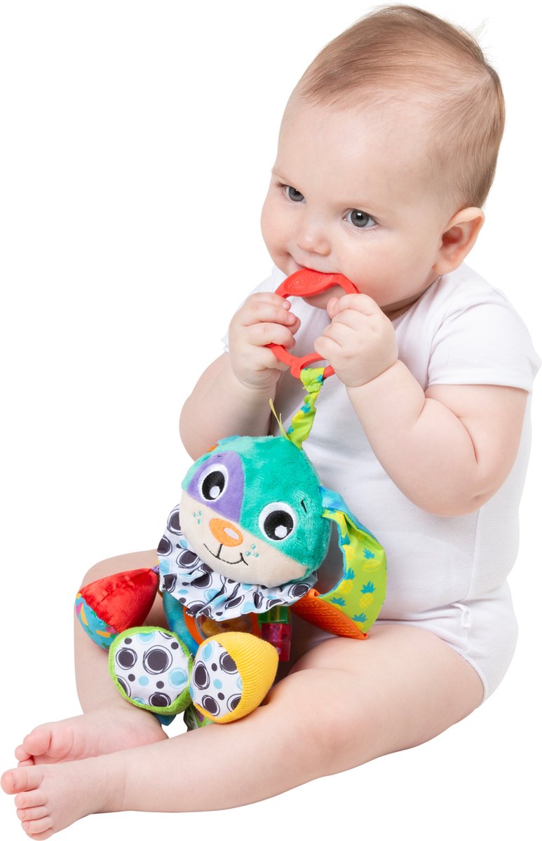 Playgro Activity Friend Doofy Dog - Hangspeeltje - Baby Speelgoed - Kinderwagenspeeltje - Rammelaar - Kinderwagenaccessoire - Buggyaccessoire - Educatief Speelgoed - Knuffeldier — cadeau in Spellen & Speelgoed - foto 2