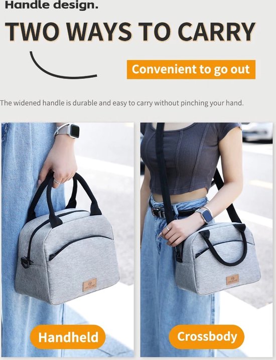 Rainbecom - Koeltassen - Lunchtas - 25.5x14x21.5 cm - 7.5 Liter - Grijs - Isolatie - Kationisch Polyester - Handvat Riem - Koeltas PEVA - Lunch Bag - Geïsoleerde Koeltas - Picknicktas van Rainbecom — afbeelding 3