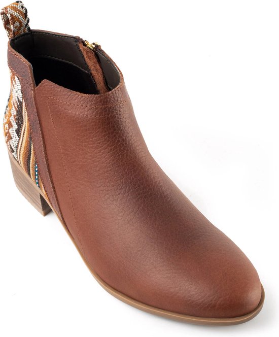 Inkkas, Bottine en cuir marron, Femme, Bottines, Daim, Imprimé Old Western , Semelle en caoutchouc, Taille 40