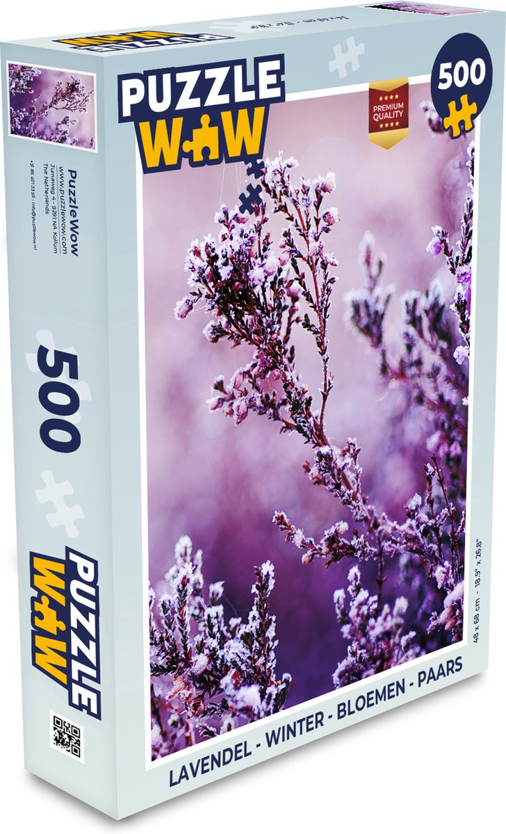 Puzzel Lavendel - Winter - Bloemen - Paars - Legpuzzel - Puzzel 500 stukjes