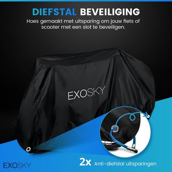Exosky ® Fietshoes voor 2 Fietsen Fietsendrager - Waterdicht Ultra Sterk Oxford Coating - Hoes Voor 1 Fiets / 2 Fietsen (Elektrische) - XXL - Incl. Opbergzak van Exosky — afbeelding 3