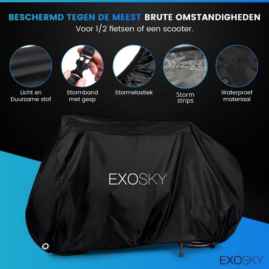 Exosky ® Fietshoes voor 2 Fietsen Fietsendrager - Waterdicht Ultra Sterk Oxford Coating - Hoes Voor 1 Fiets / 2 Fietsen (Elektrische) - XXL - Incl. Opbergzak van Exosky — afbeelding 4