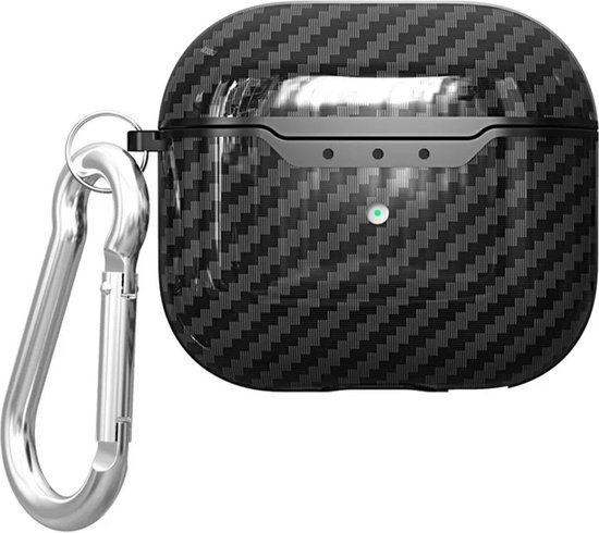 ShieldCase Black Stripe Hoesje Geschikt voor Airpods 4 - Siliconen Case voor Apple Airpods 4 Case Hoesje - Zwart