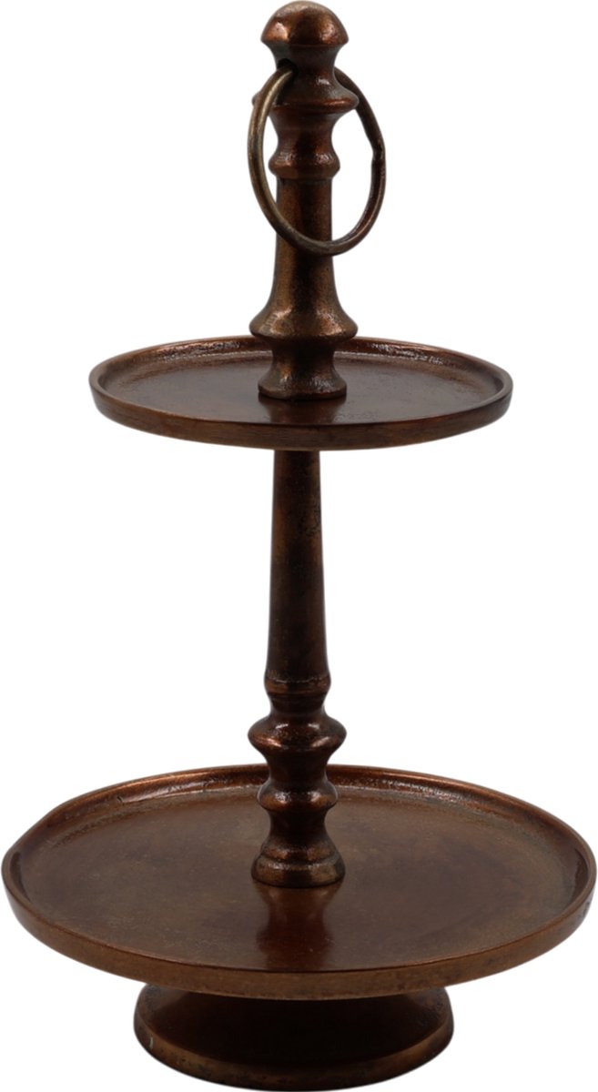 Etagere antiek goud 2 plateaus