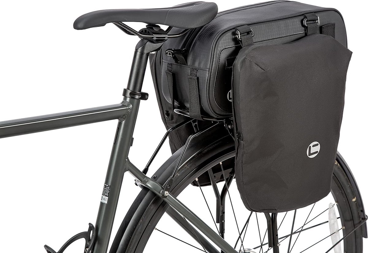 fietstas + bagagedrager - fietstas - 11-26 l - 37L x 15,5B x 17,5H centimeter - Zwart