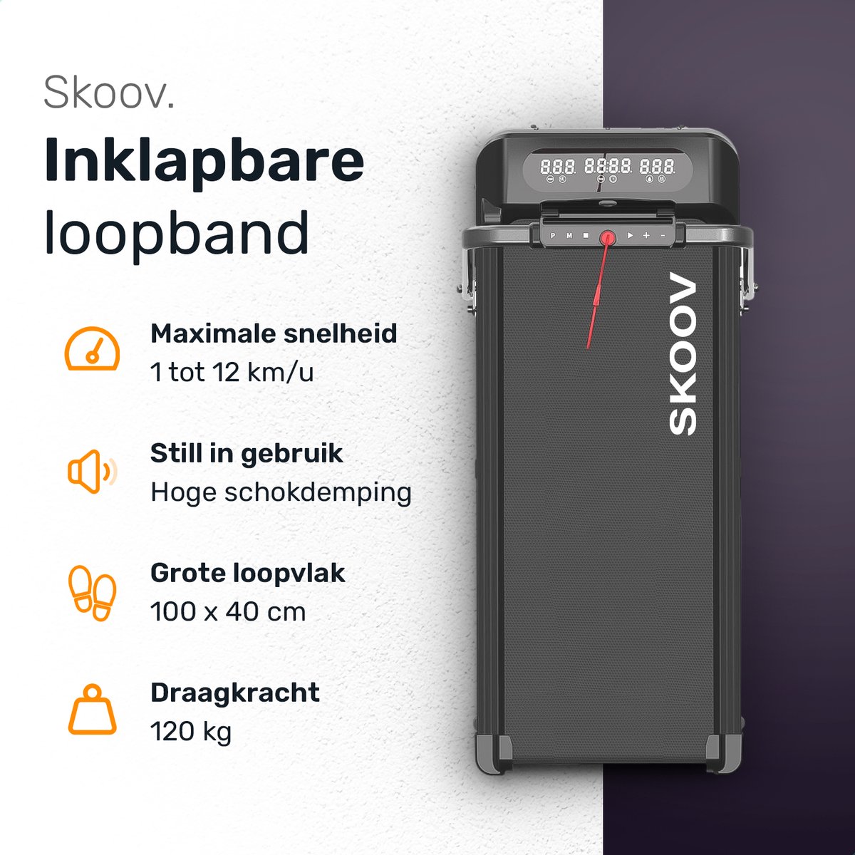 Afbeelding 2 van Skoov Loopband Inklapbaar - 1-12km/u - Walking Pad - Loopbanden - Elektrisch - Wandelband - Fitness - Gymstick - Electrisch - Home - Trainer - Treadmill - Opvouwbaar - Voor Thuis - Platte - Mini - Bureau