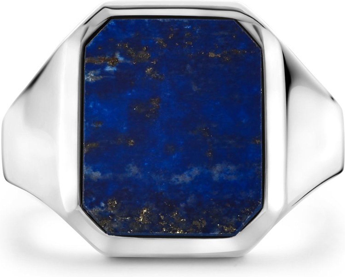 Zilver Zegelring Massief Lapis 13 X 11Mm Wit 1021780