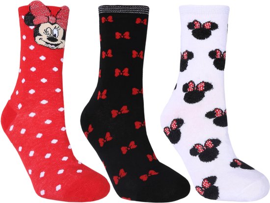 3x Chaussettes Minnie Mouse noires et rouges DISNEY