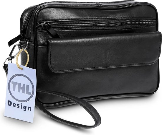 THL Design polstas heren – leer – 4 vakken – zwart