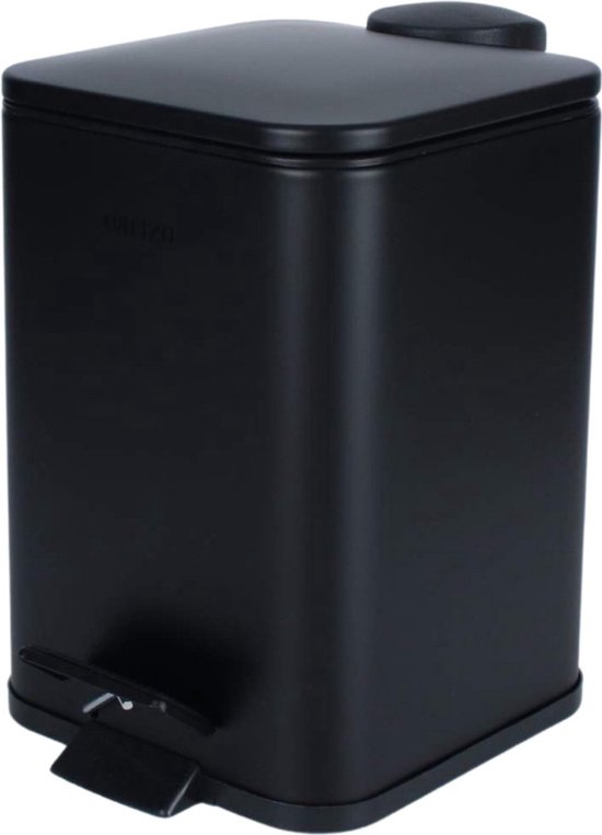 Oneiro's Soft Close pedaalemmer BAS PRO Zwart - 16 x 16 x H27 - 3L - metaal - toilet - badkamer