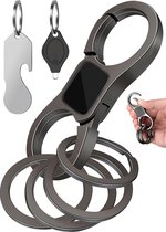 Luxe Metaal Dubbelzijdig Karabijnhaak Sleutelhanger met Sleutelringen, Zaklamp, Flesopener & Winkelwagen muntje - Musketon Keychain - Karabijn haak Auto - Carabiner Keychain - Musketonhaak voor Volwassen, Mannen, Vrouwen - Carabijnhaak Sleutel Hanger