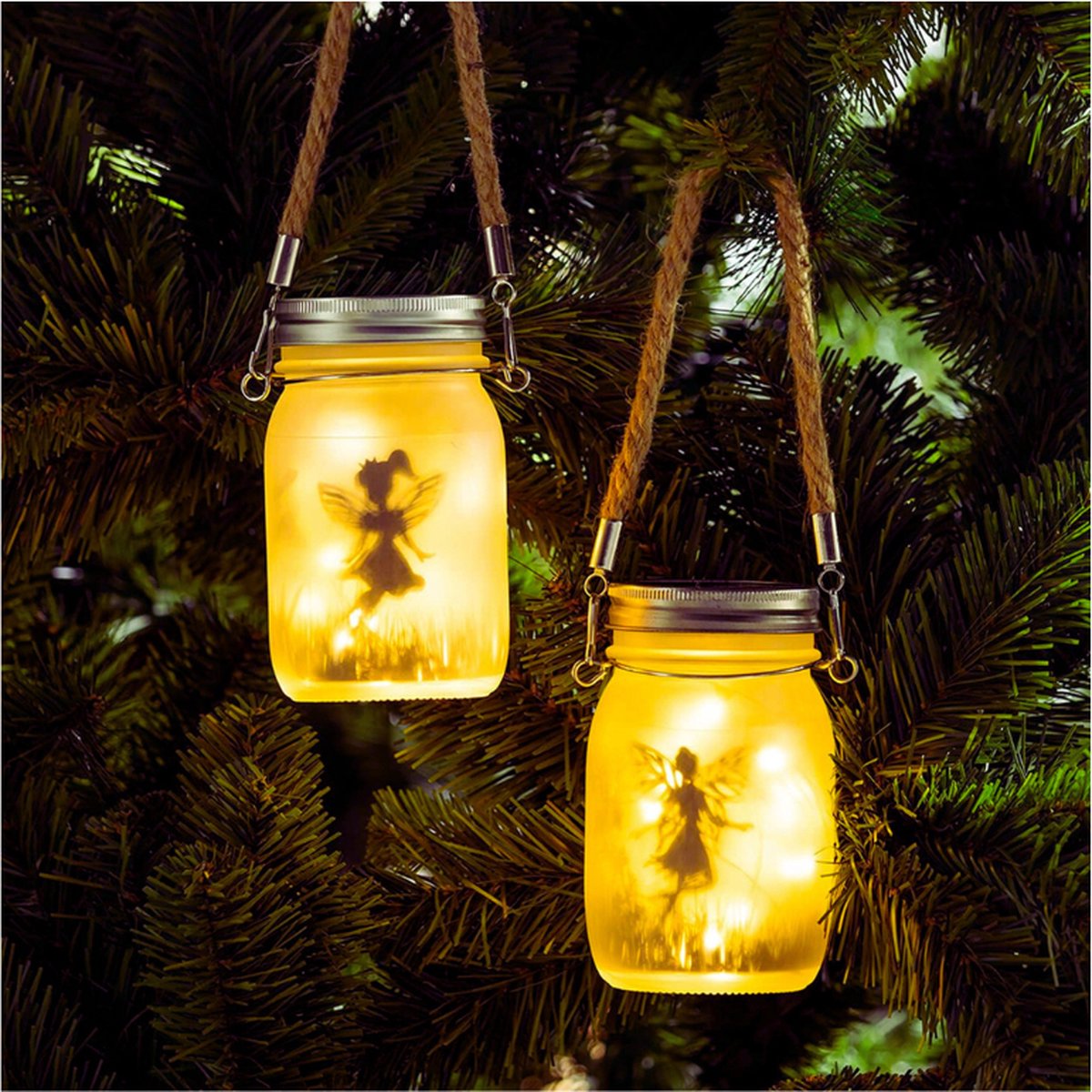 Decoratieve Zonnelantaarns Voor Buiten - Glazen Pot Met 30 LED's - Warm Wit - Kerstverlichting En Tuindecoratie - Bruiloftsfeest - Energieklasse A+