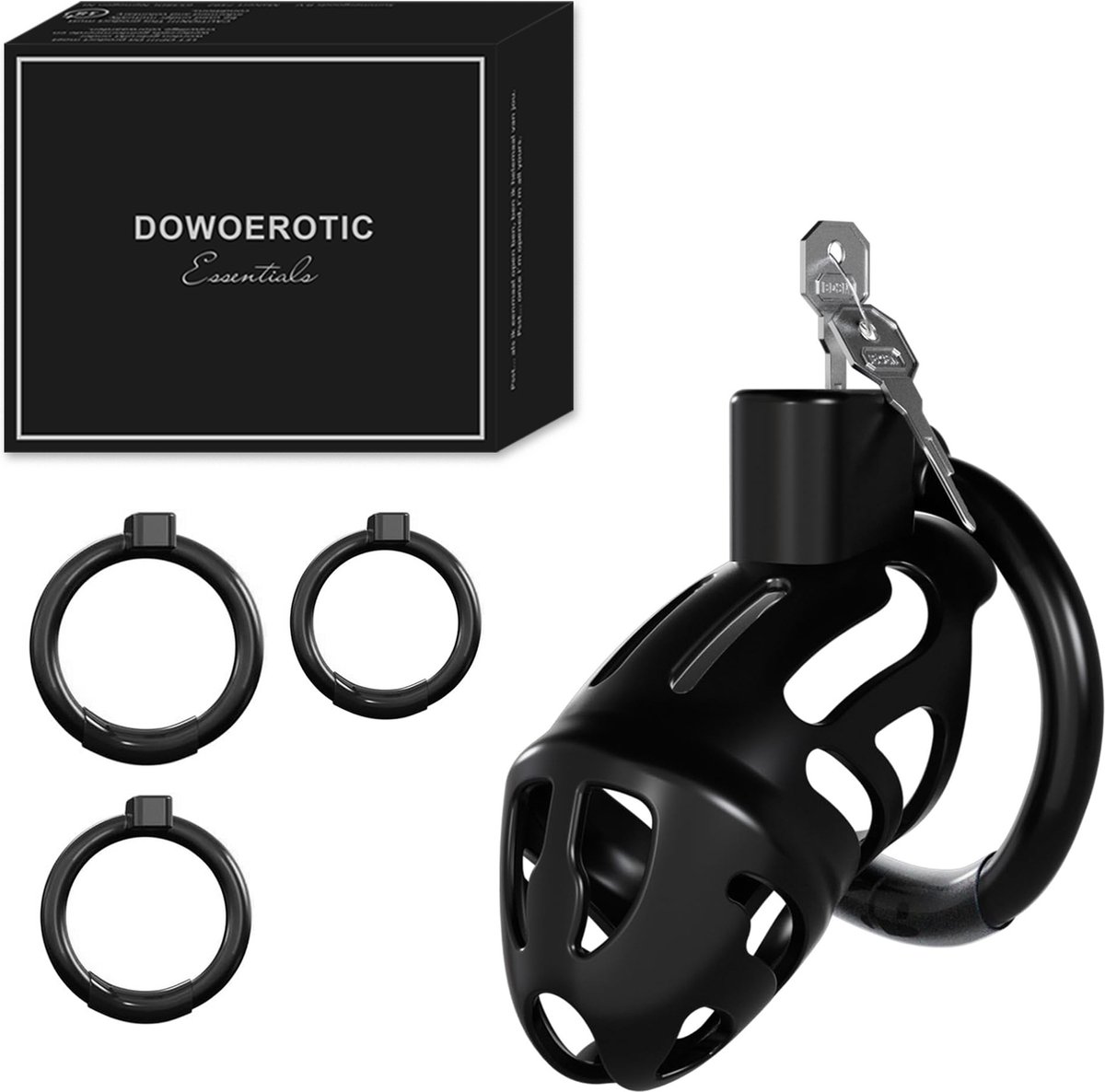 DOWO® - Kuisheidskooi - Peniskooi - Kuisheidskooi voor Mannen - Chastity cage - ABS - Zwart - 3 Maten