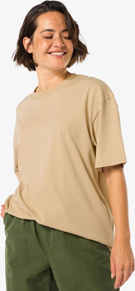 Fashionable Dames Oversized T-shirt / Large Shirt | Boyfriend Shirt | Beige - M/L