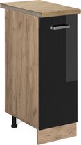 Vicco Armoire à pharmacie R- Line, Zwart brillant/Chêne doré puissant, 30 cm, Chêne WB