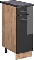 Vicco Élément bas de cuisine R- Line, Anthracite brillant/Chêne doré puissant, 30 cm, WB Anthracite