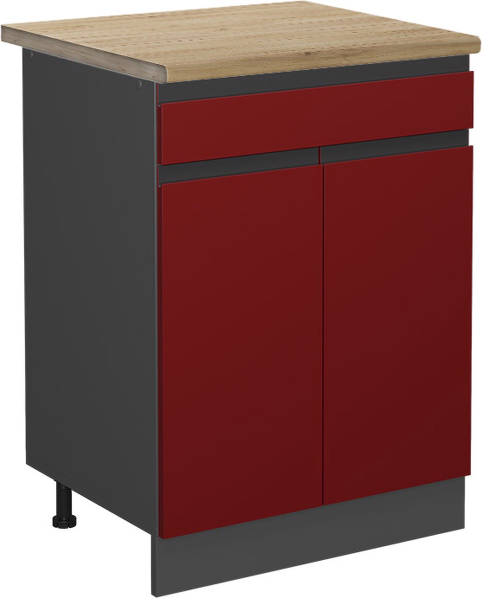 Vicco R-Line Keukenonderkast – 60 cm, WB Eik Rood Rood/Antraciet