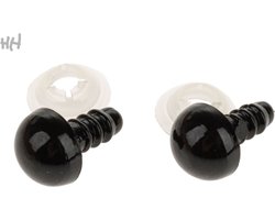 6 veiligheidsogen - veiligheidsoogjes - ogen met veiligheidssluiting - poppen of knuffels oogjes zwart rond - 1 cm - 10mm