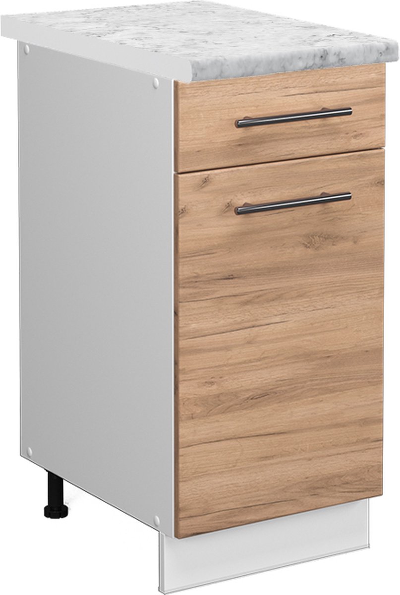 Vicco Fame-Line Keukenonderkast – 40 cm, WB Marmer Krachtige eik goud Goudkleurig Eiken/Wit