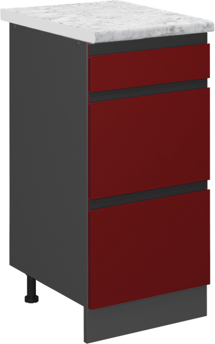 Vicco R-Line Keukenonderkast – 40 cm WB Marmer Rood Rood/Antraciet