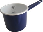 Bol.com Emaille steelpan met maataanduiding en schenktuitje - Ø 12 cm - 1 liter - donkerblauw aanbieding