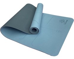 YoZenga Premium Mat Lotus Ethereal Blue - Yoga Mat - Extra Dikke Antislip TPE Sportmat - Duurzaam & Lichtgewicht - Inclusief Draagriem