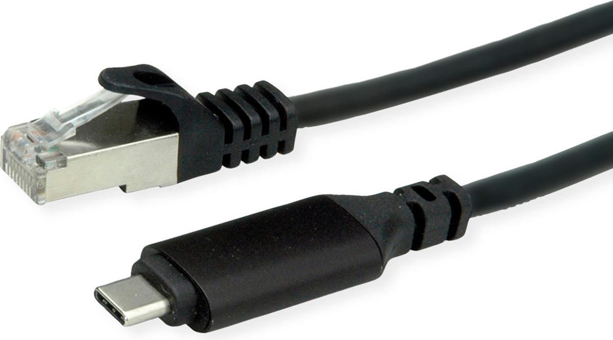 ROLINE USB 3.2 Gen 2 Type C naar Gigabit Ethernet-converterkabel, zwart, 1 m
