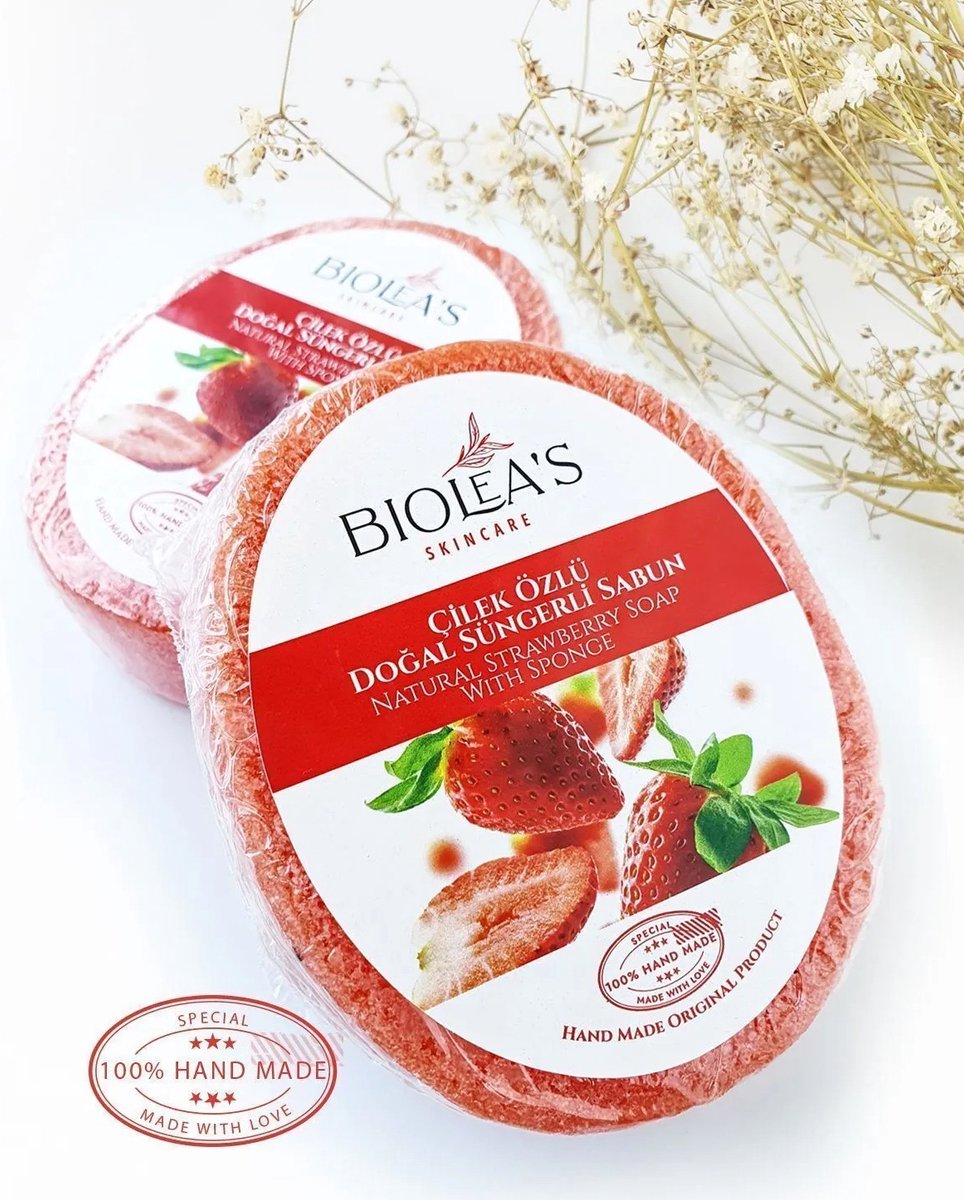 Goedkoopste Konjac Spons Zeep met Verfrissend Aardbei-Extract – Intensieve Hydratatie & Ideale Vochtbalans – Natuurlijk Anti-Bacterieel & Zijdezacht - Vegan - Cruelty Free