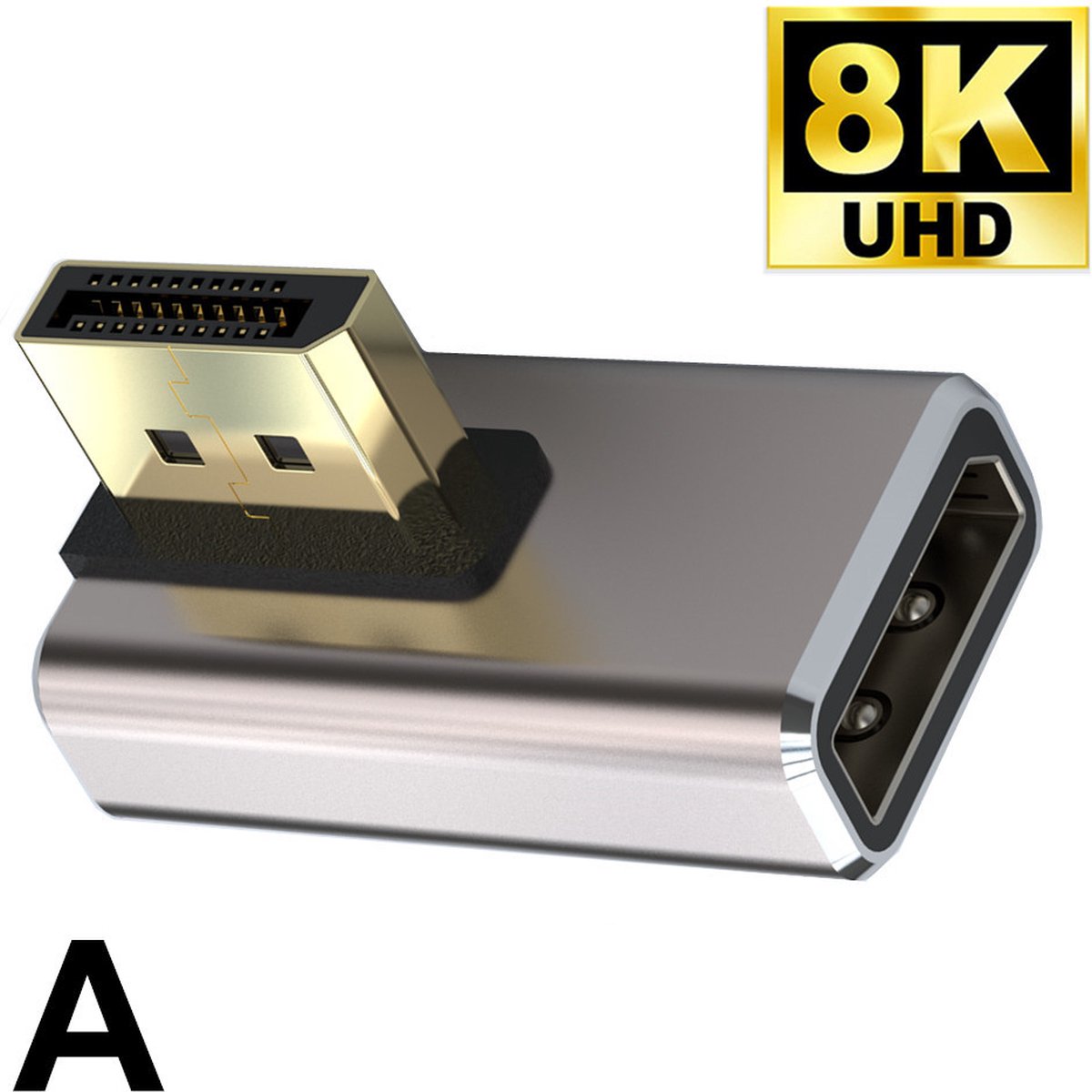 NÖRDIC Displayport Haakse Adapter - Male naar Female - 8K60Hz -Geschikt voor PC, Laptop & Dockingstation