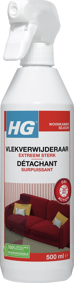 Goedkoopste HG vlekverwijderaar extra sterk - 500ml - veilige zuurstofformule - geschikt voor alle soorten bekleding - met vuilafstotende werking - biologisch afbreekbaar