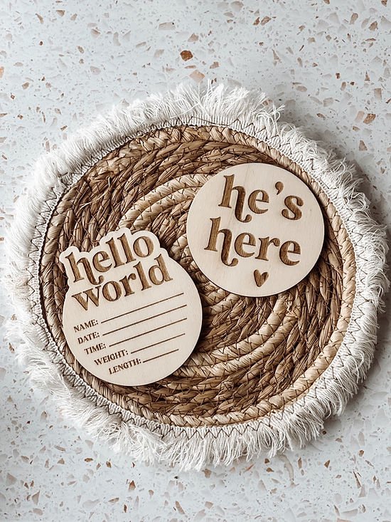 Hello world - invul geboortebord - geboortebord - Kraamcadeau - Babyshower - Geboortecadeau - Baby van Relaxed Babii's Land — afbeelding 2