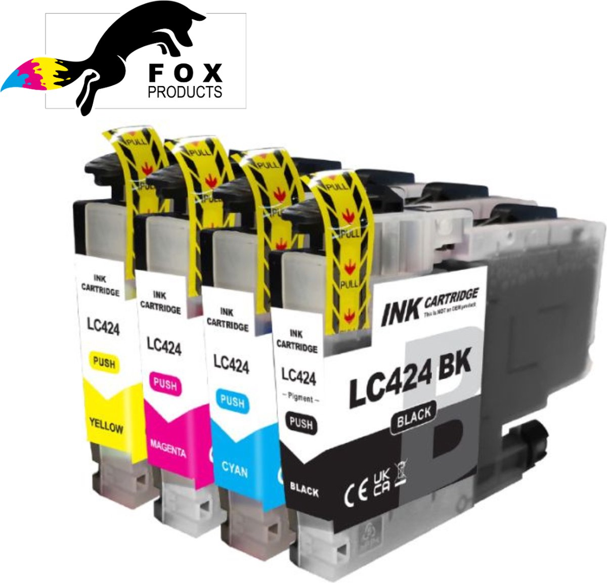 Foxproducts® 4x LC-424 LC424 XL cartridges geschikt voor Brother DCP-J1200W lc-424val