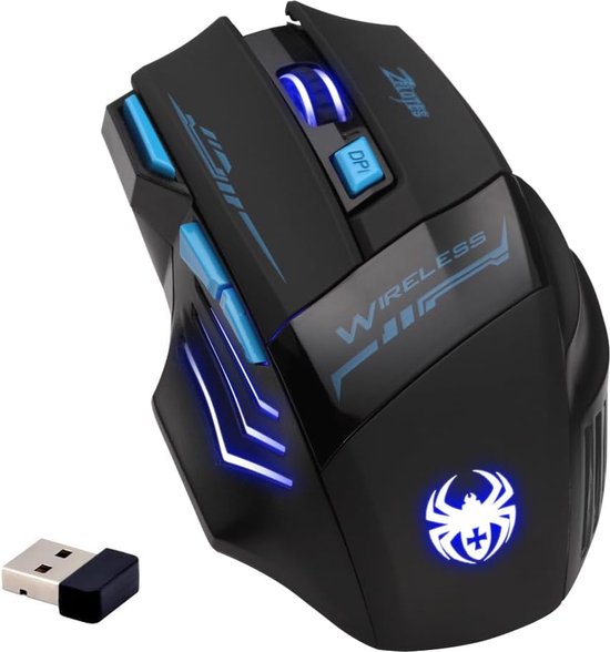 StayPowered Draadloze Muis - Perfecte Precisie en Comfort voor Werk en Gaming - 2.4 GHz Technologie - 2400 DPI Instelbaar - Ergonomisch Ontwerp - Energiezuinig - LED Verlichting - Plug & Play - Zwart - Levering Sneller dan Aangegeven!