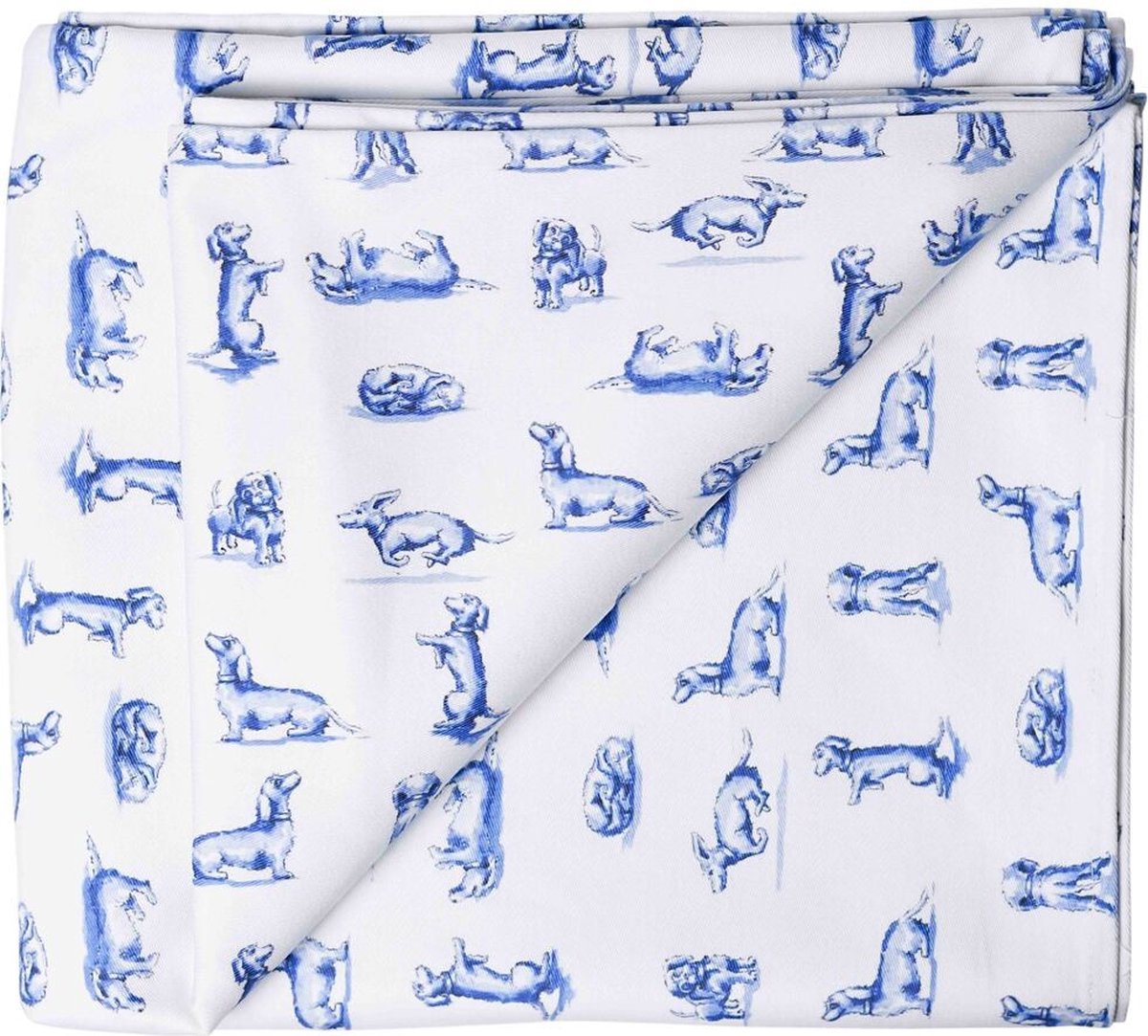 Heinen Delfts Blauw - Tafelkleed Teckel Nhaan - Wit - Katoen - 140 x 260 cm
