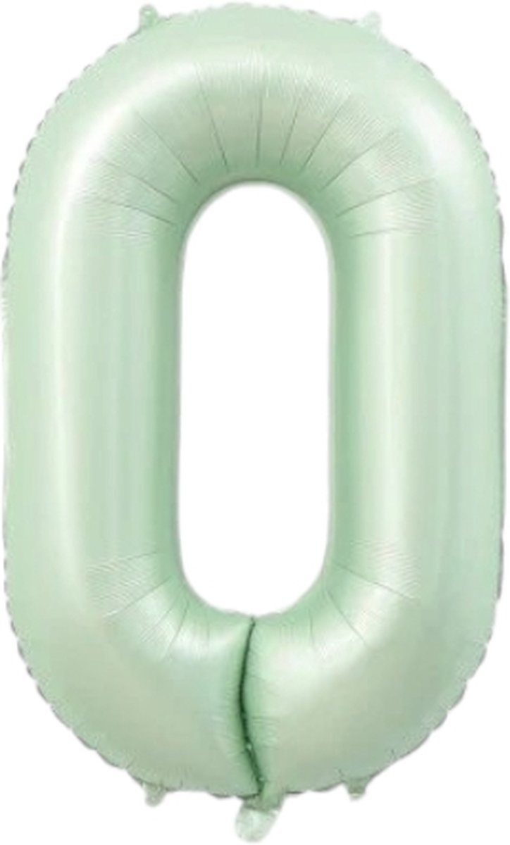 Folieballon cijfer 0 - mintgroen - 80cm