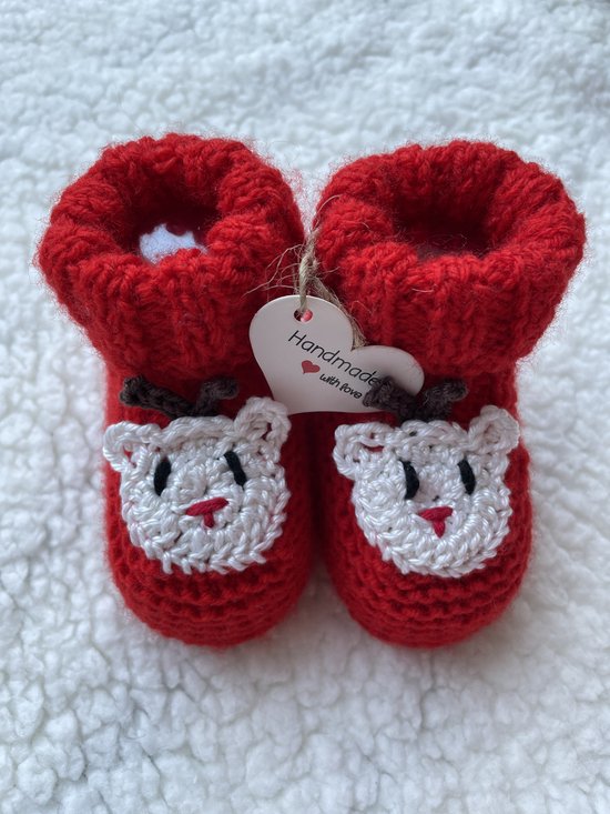 Maminobaby.nl baby geschenkset | Kerst | Hert | Handgemaakt | Babyslofjes | Speenkoord | Kraamcadeu | Babyshower — afbeelding 2