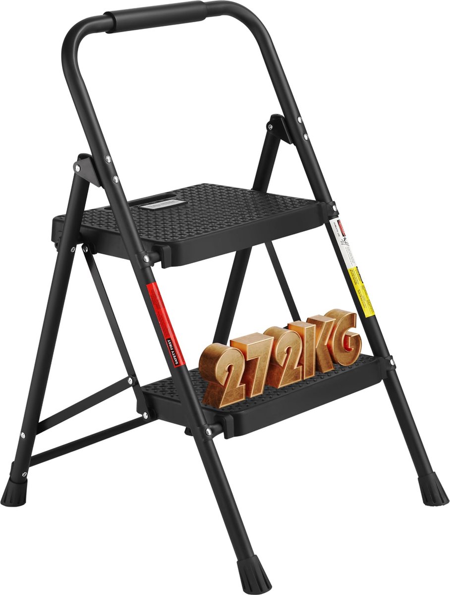 JGS ® Twee Staps Opvouwbare Trapladder met Verhoogde Stabiliteit en Antislip Pedalen voor Binnen en Buiten