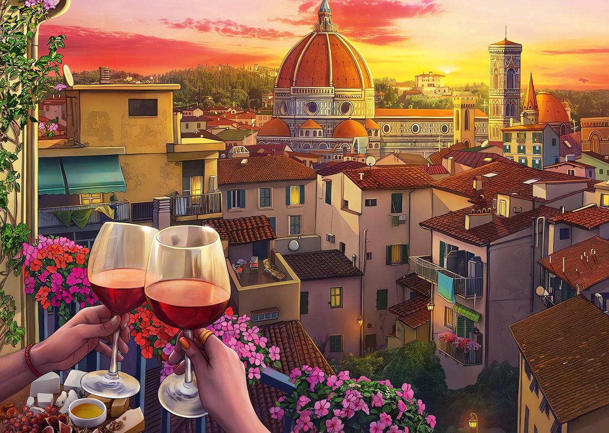 5D Diamond Painting Vierkante steentjes - Painting maat 50x70cm - Volledige bedekking - Complete set - Stad - Florence