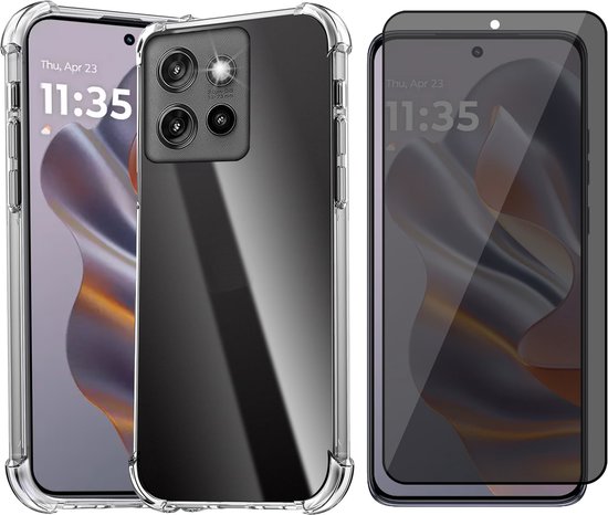 Coque pour Motorola Moto Edge 50 Neo - Protection d'écran en Glas trempé, protection intégrale, antichoc, transparente