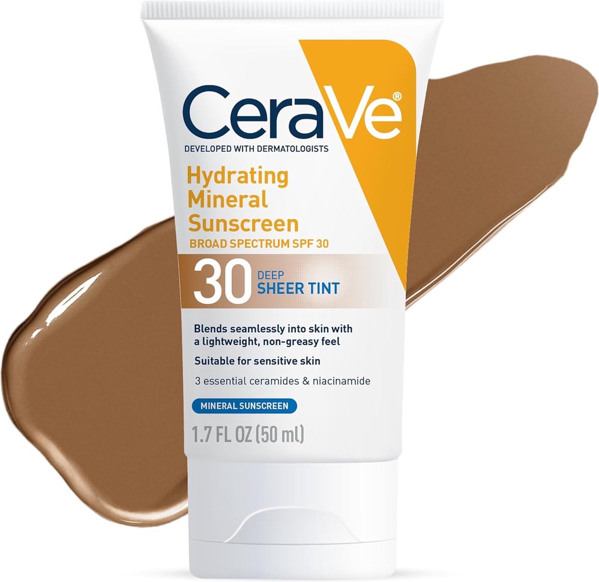 Goedkoopste CeraVe Hydrating Mineral Sunscreen SPF 30 with Sheer Tint - Deep - 50ml